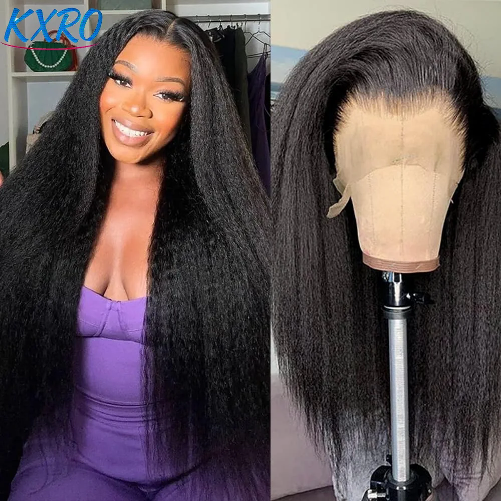 30 Zoll Kinky Straight Echthaarperücken 13x6 HD Transparente Lace Front Remy Brasilianische Echthaarperücke Vorgezupft 200 250 Dichte 13x4 Lace Frontal Perücken für Damen sofort tragbar im Ausverkauf