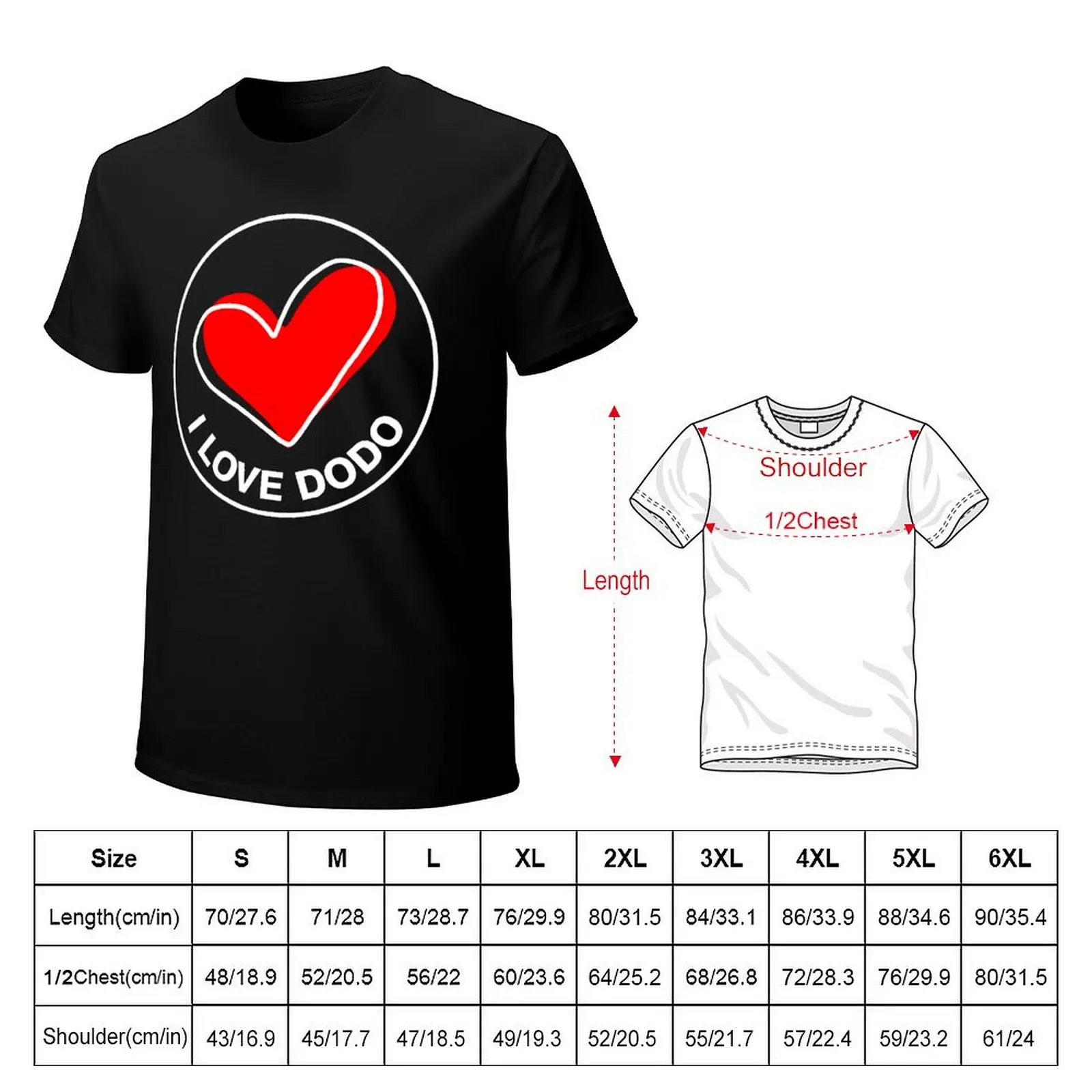 Ich liebe Dodo klassisches T-Shirt Rundhals-Bewegung Top T-Shirt Grafik Freizeit lustige Neuheit eur Größe