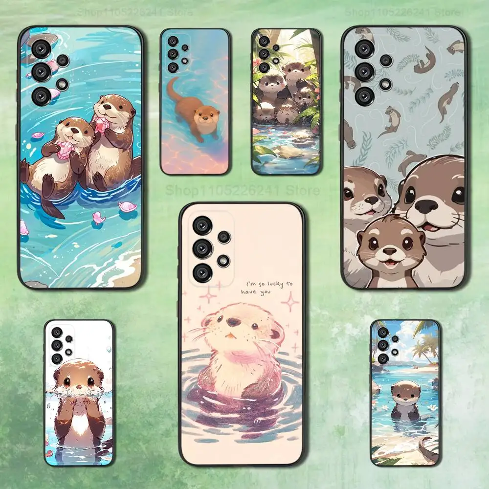 

Cartoon Otter Cute Phone Case For Samsung Galaxy A73,31,32,72,41,53,52,71,22,5G,Note,J7,8,9 Soft Black Silicone Cover