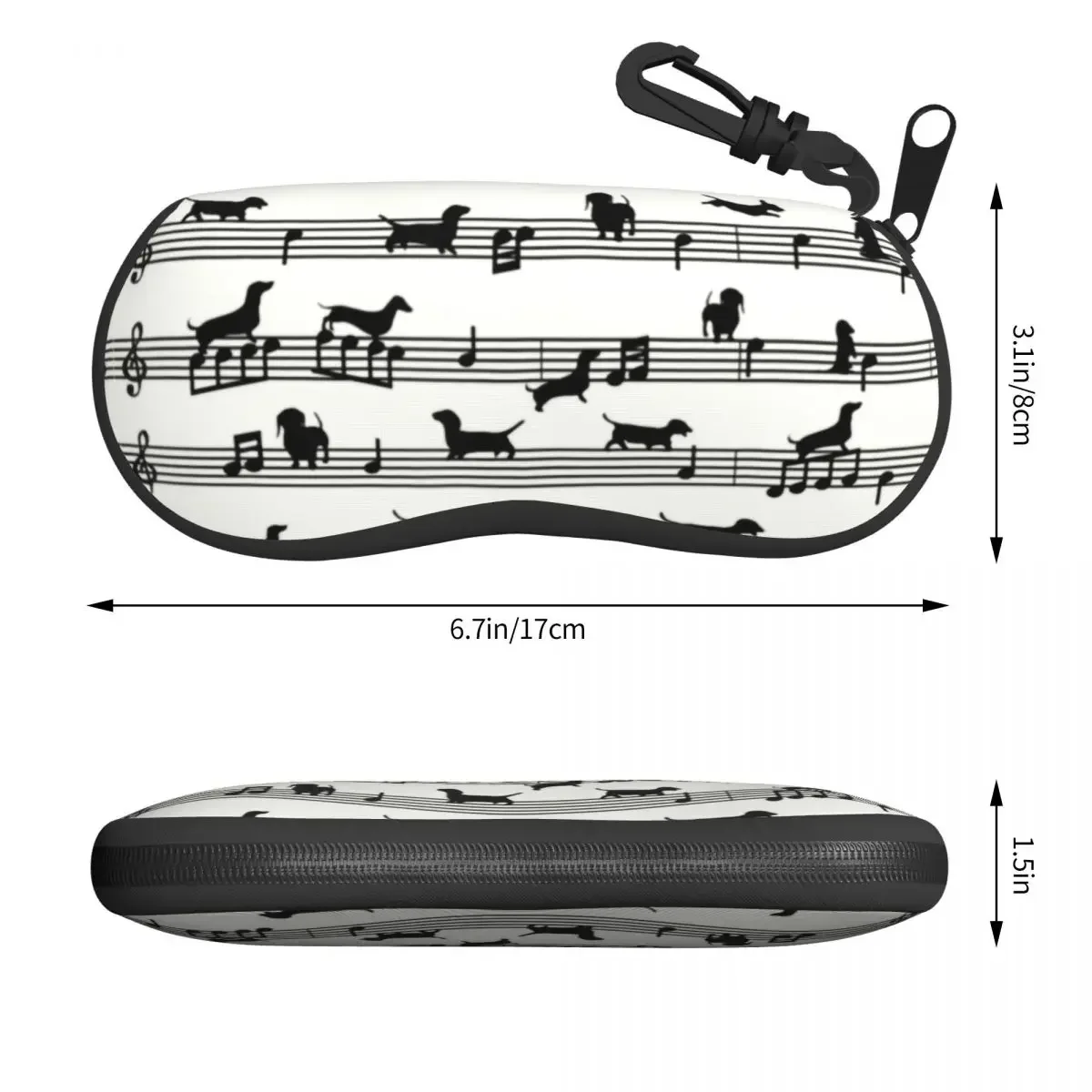 Music Notes Dachshund Shell Eyeglasses Case Women Men Cute Wiener Badger Sausage Dog Glasses Case Sunglasses Box Pouch