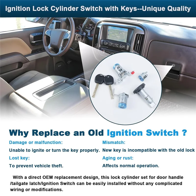 

Ignition Switch Lock Cylinder Switch Set For Silverado GMC Sierra Door Handle/Tailgate Latch 13590041 84668679