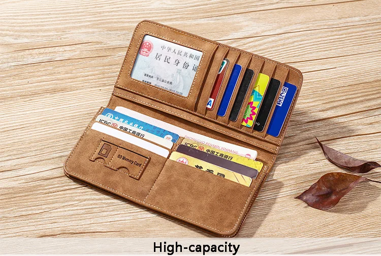 Lange herren Geldbörse Retro Casual Marke Brieftasche Koreanische Version Kupplung Große Kapazität Frosted Karte Halter – Detail 10