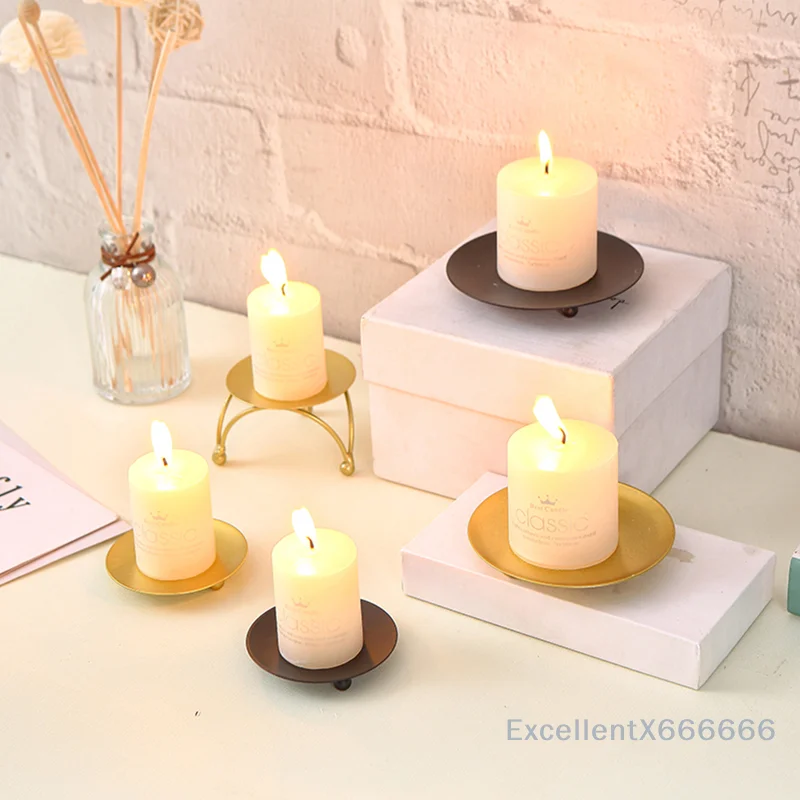 

Metal Plate Wedding Party Festival Scented candle Plated Candle Holders Pillar
