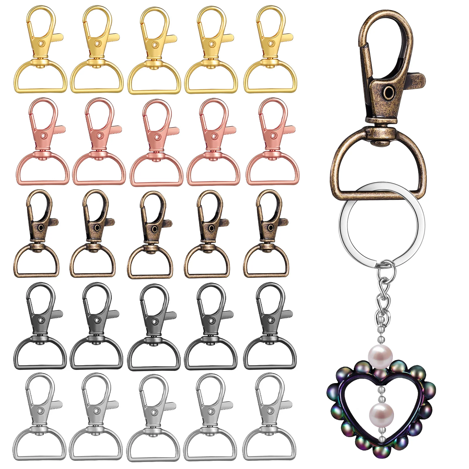 

Metal Hook Keychain D Ring Clip Bulk DIY Chains Swivel Clips Clasp Rings Accessories Strong Durability Versatile Use Metal Chain