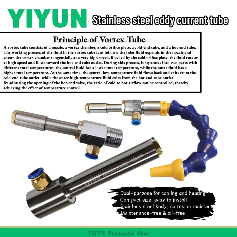 

1 шт. Вихревая трубка из нержавеющей стали для воздушного охлаждения и нагрева WLG-10B 10C 10D 10E 08 08A 08B 08C 08D 08E Серия WLG YIYUN