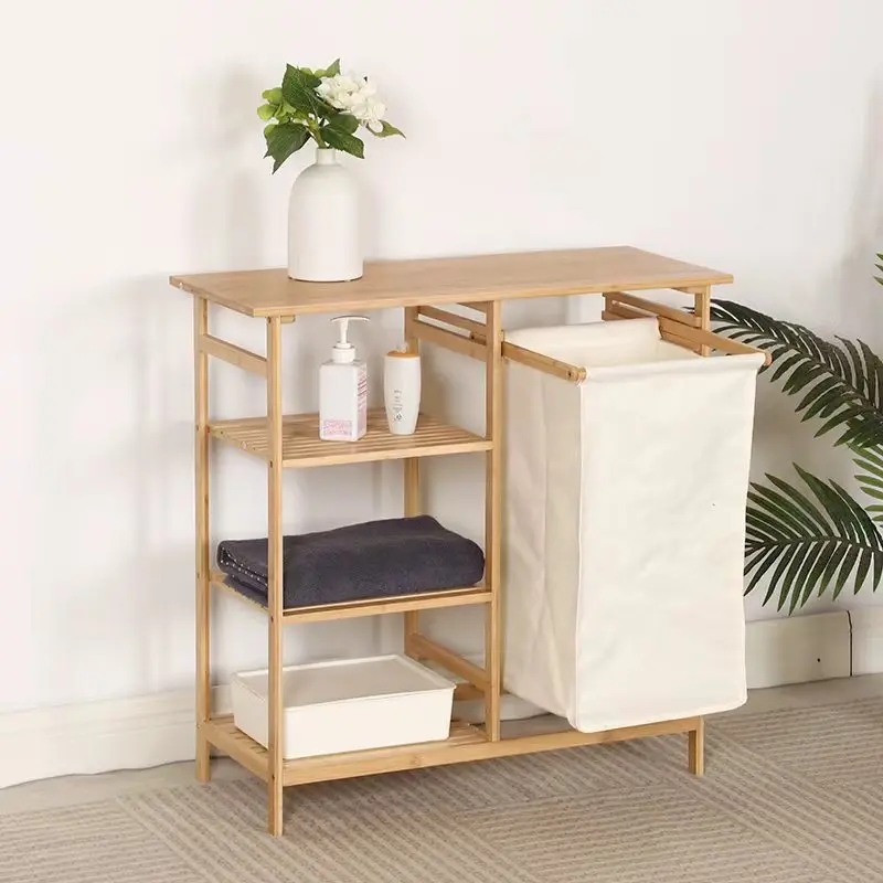 Bathroom Shelf Bathroom Washbasin Rack Bedroom Toilet Nanzhu Storage Shelf Multi-layer Tripod Floor Type