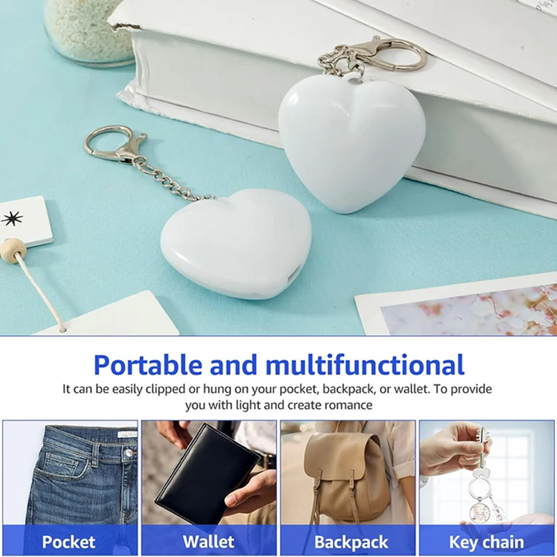 Purse Glow Heart Light Portable Touch Handbag Night Light Usb Rechargeable Cute Heart Keychain Light for Women Girls Gifts