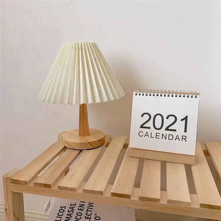 Retro solid wood pleated small table lamp photography props ornaments background ins home decoration night light table