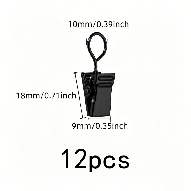 12 pcs Closed Curtain Hooks, Silver Closed Loop Design, suitable for Bedroom Window Drapery, Easy Curtain Install