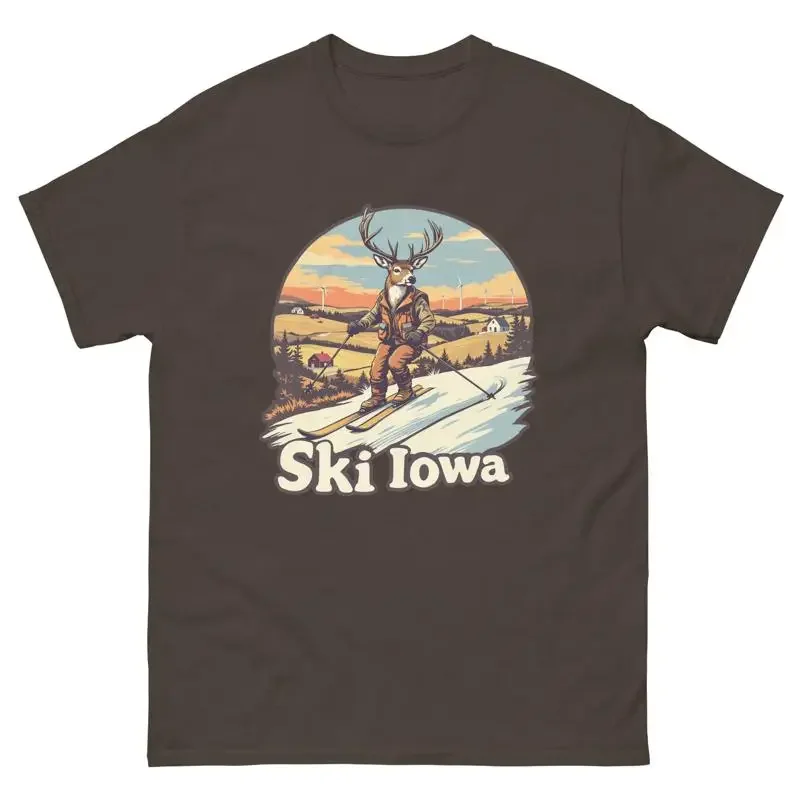 Ski Iowa Deer T Shirt Unique Skiing Animal Classic Tee