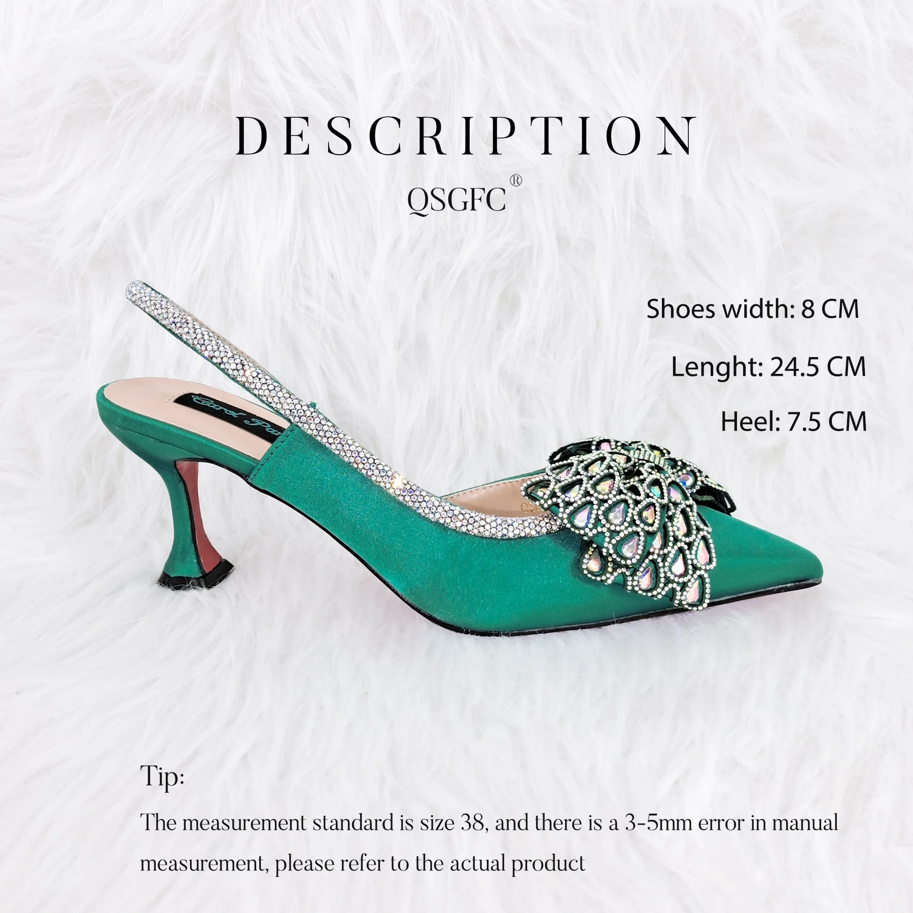 Butterfly-knot princess style! African Young Girl Rhinestone-encrusted Bag & Comfortable Pointed-Toe High Heels For Party