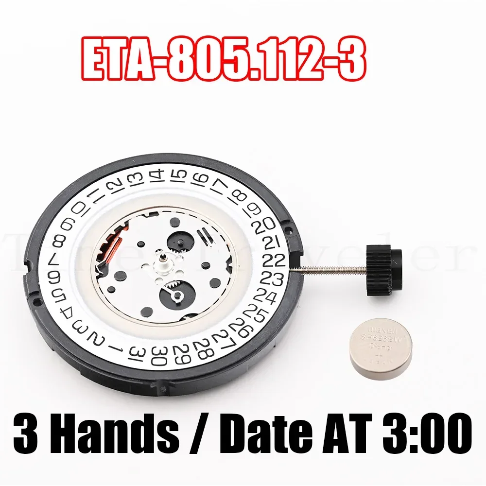 805.112 Movement ETA 805.112-3 Quartz Movement Date At 3:00 3 Hands Overall Height 4.9mm