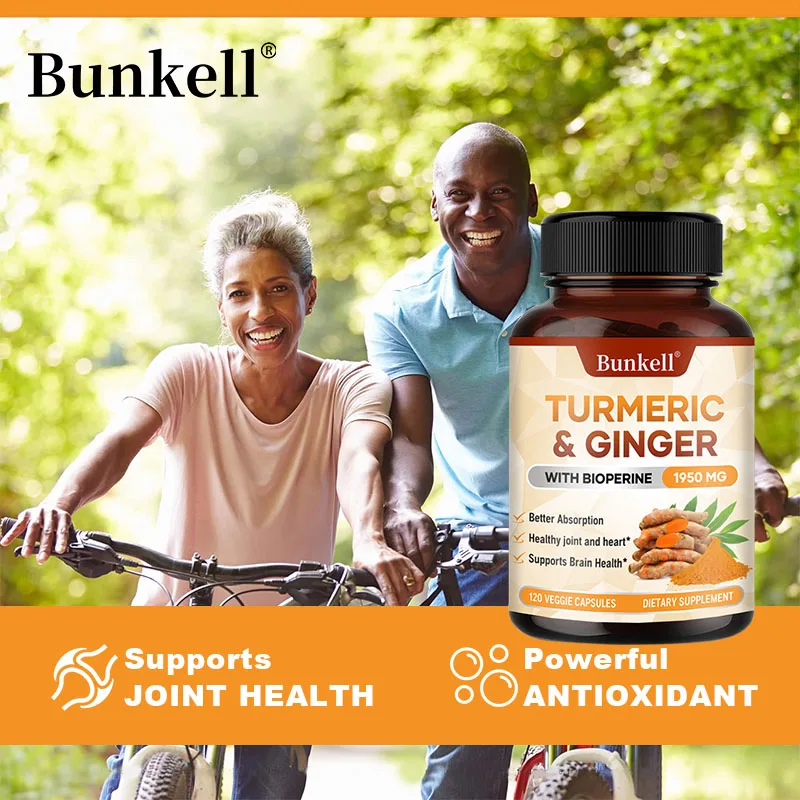 Turmeric Curcumin Ginger Supplement with Bioperine Black Pepper, Antioxidant, Joint Comfort, Digestive & Immune Support