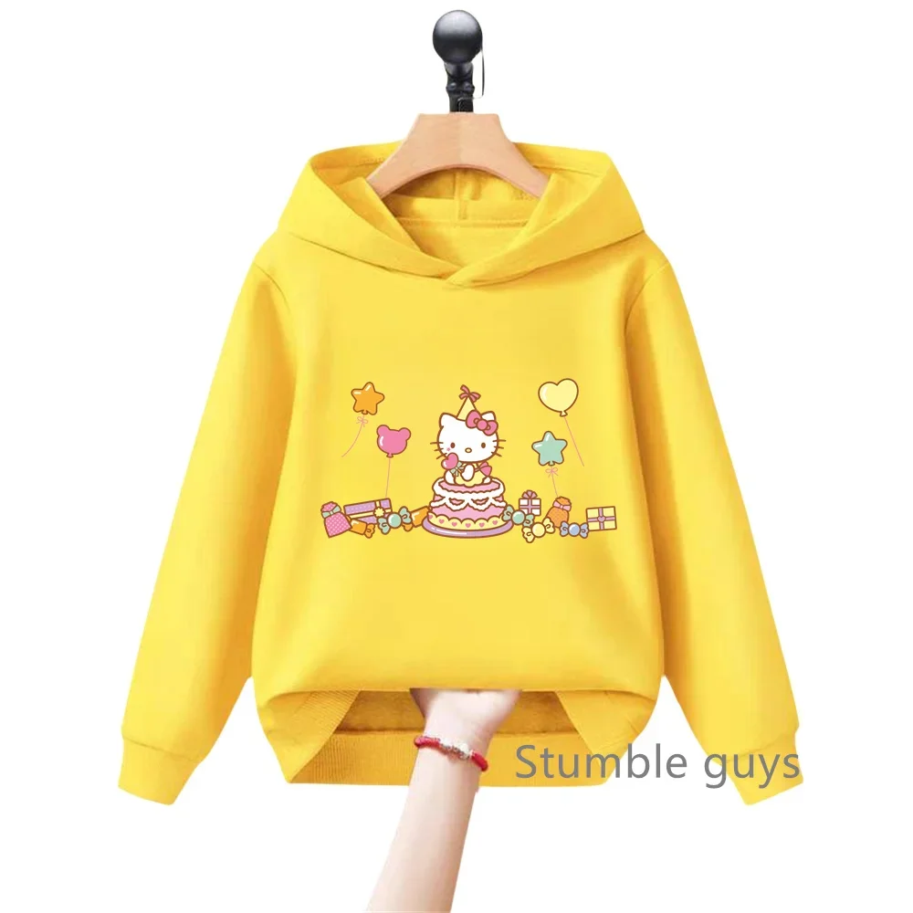 أنيمي مرحبا كيتي لطيف الكرتون عارضة هوديي في سن المراهقة هوديي Kawaii فتاة سترة البلوز أعلى الاطفال لطيف ملابس الطفل