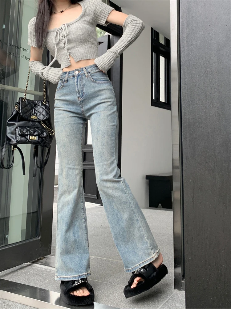 Vaqueros de cintura baja Y2K para mujer, ropa de otoño, vaquera occidental, estilo americano, Retro, vaquero femenino, moda cómoda, flecos con borlas
