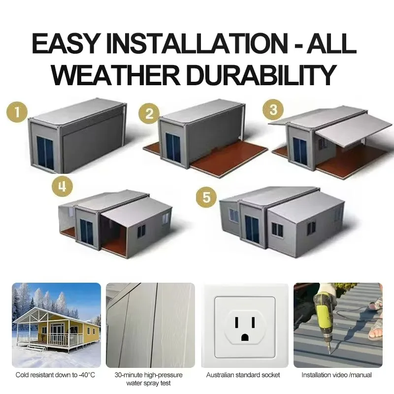 Customizable 2 Bedroom Expandable Container House Folding Modular Prefab Home Portable Dwellings with Bathroom & Kitchen