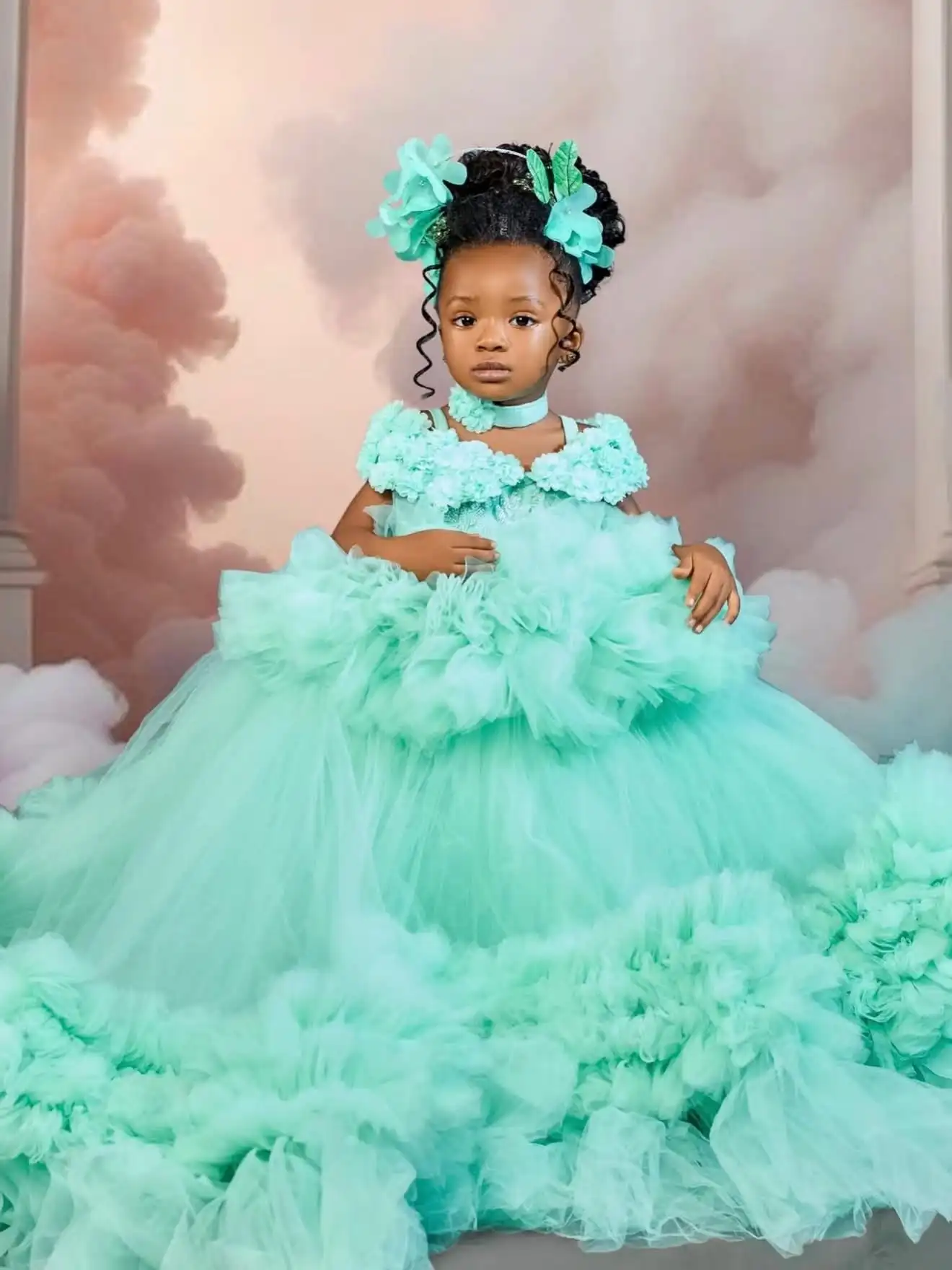 Luxury Flower Girl Dress for Wedding Puffy Ball Gown Princess Kids Birthday Party First Holy Communion Dress Customized