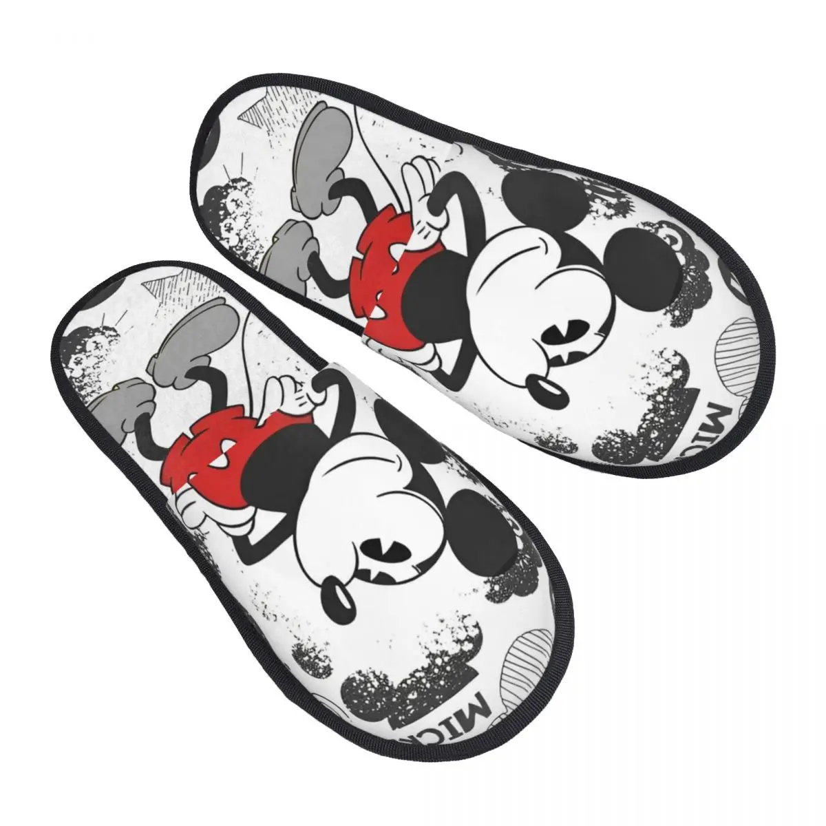 

Зимние меховые тапочки в стиле ретро с Микки и Минни, домашние меховые шлепанцы, мягкие нескользящие шлепанцы для спальни