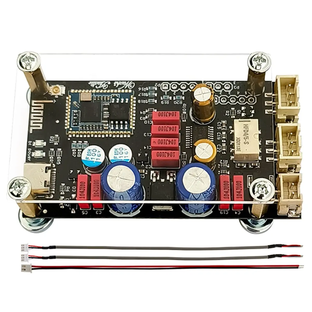 A72U DC 8-32V Bluetooth 5.1 Lossless Decoding Board, Type-C AUX LDAC Onboard Antenna Decoder with Acrylic Case QCC5125