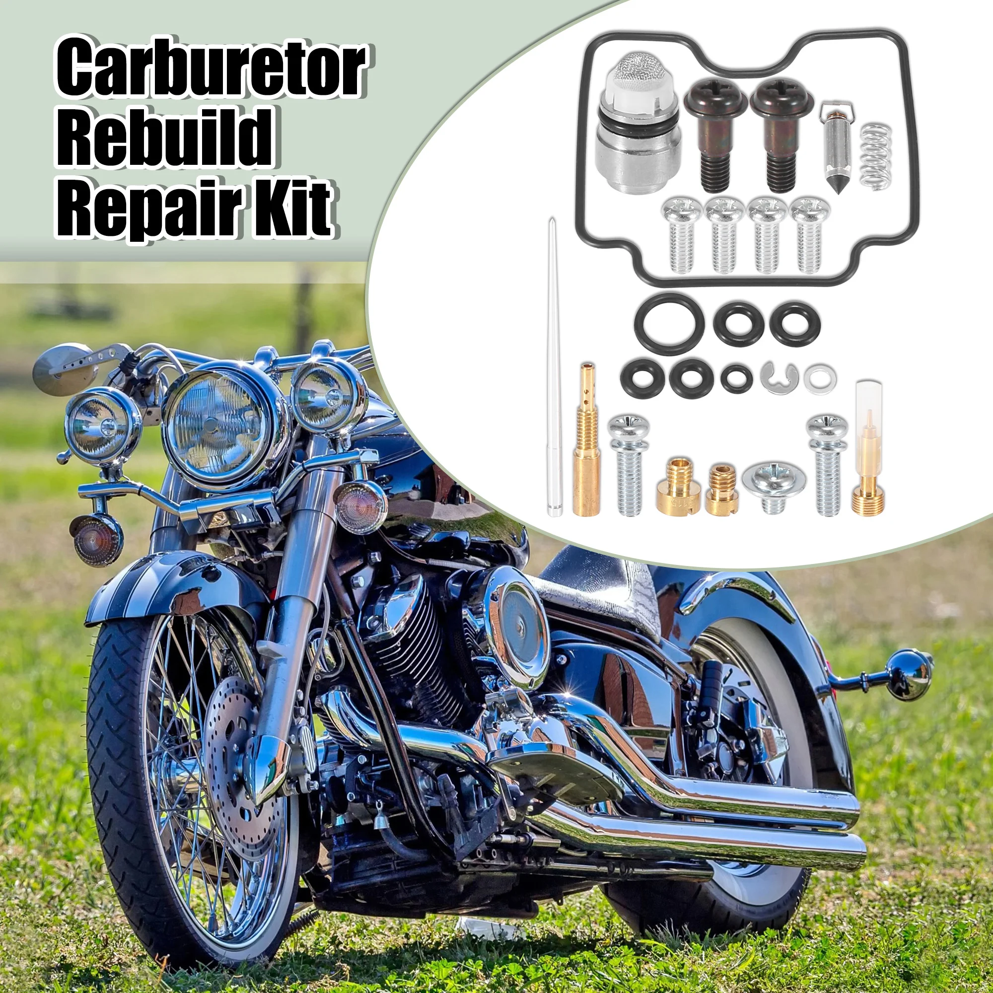 2 Kits Motorcycle Carburetor Rebuild Carb Repair Parts Accessories for Yamaha V Star 1100 XVS 1100 1999-200