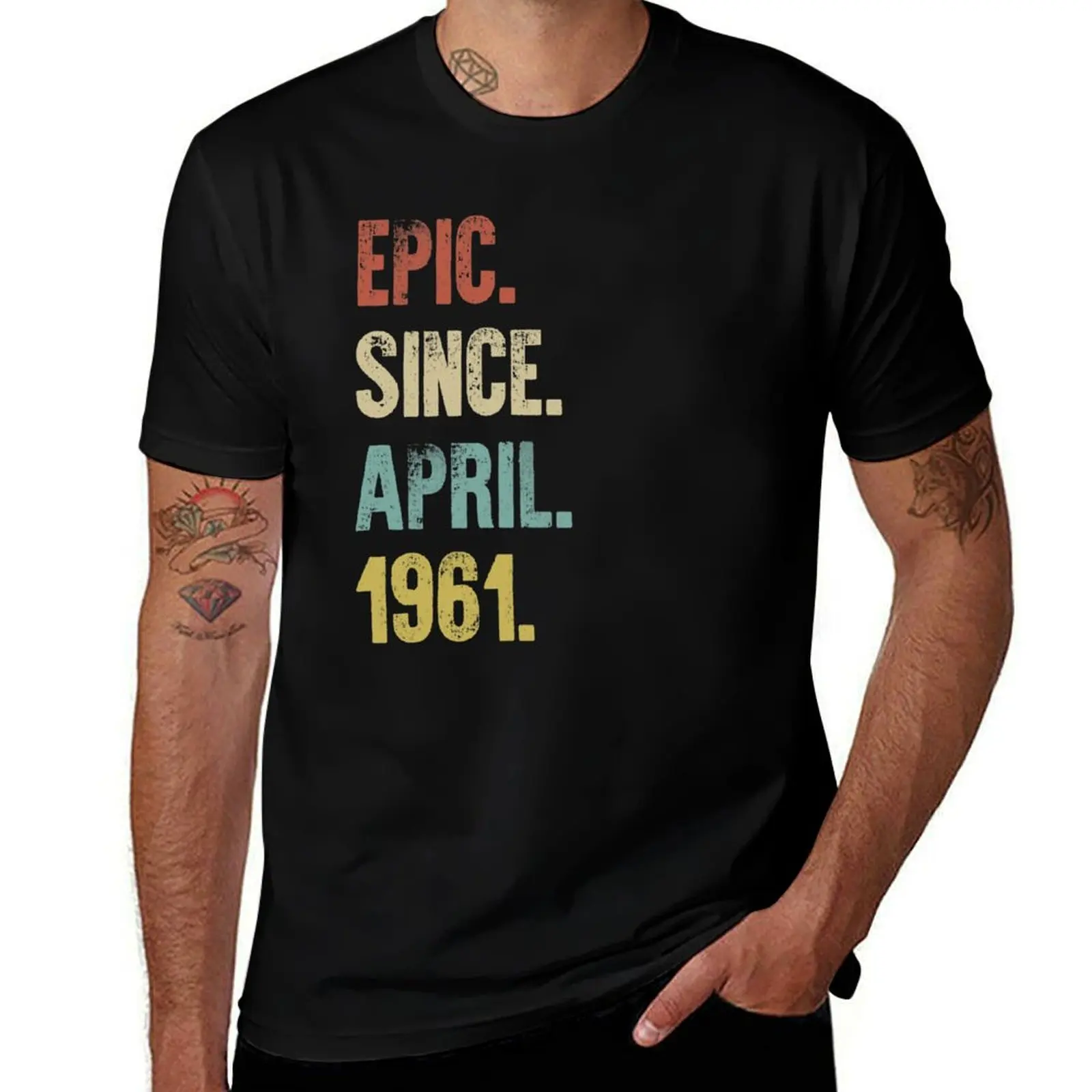 

Retro Vintage 60th Birthday Epic Since April 1961 T-Shirt essential t shirt t shirts for man slim fit T-Shirt
