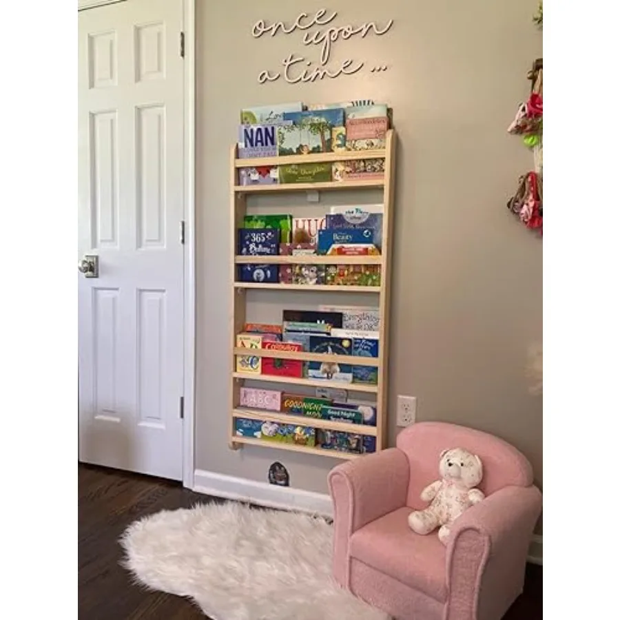 

Настенная книжная полка Монтессори ручной работы из массива дерева, 4-х уровневая книжная витрина для спальни, детской мебели, книжный шкаф из массива сосны