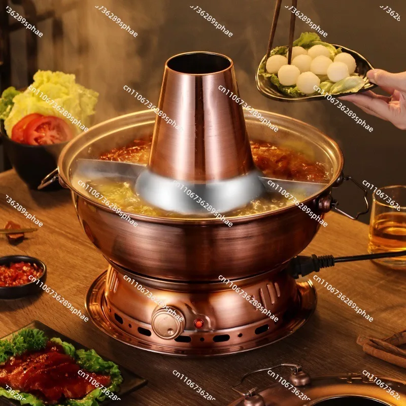 Stainless Steel Copper-Imitation Hot Pot for Cassette Stove, Commercial Use, Suitable for Shabu-ShabuLambChickenCooking