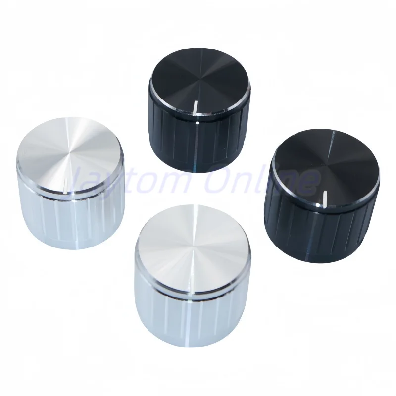 5pcs Black Silver Aluminum alloy Potentiometer Ratory Encoder Switch Knobs Switch Caps 21x17MM D Half/Plum Shaft