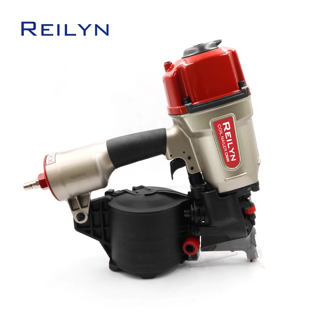 Reilyn Pneumatic Coil Nailer CN90B Industry Air Pallets Nailer for 50-90mm Nails Heavy Duty Crating Working Wood Finishing