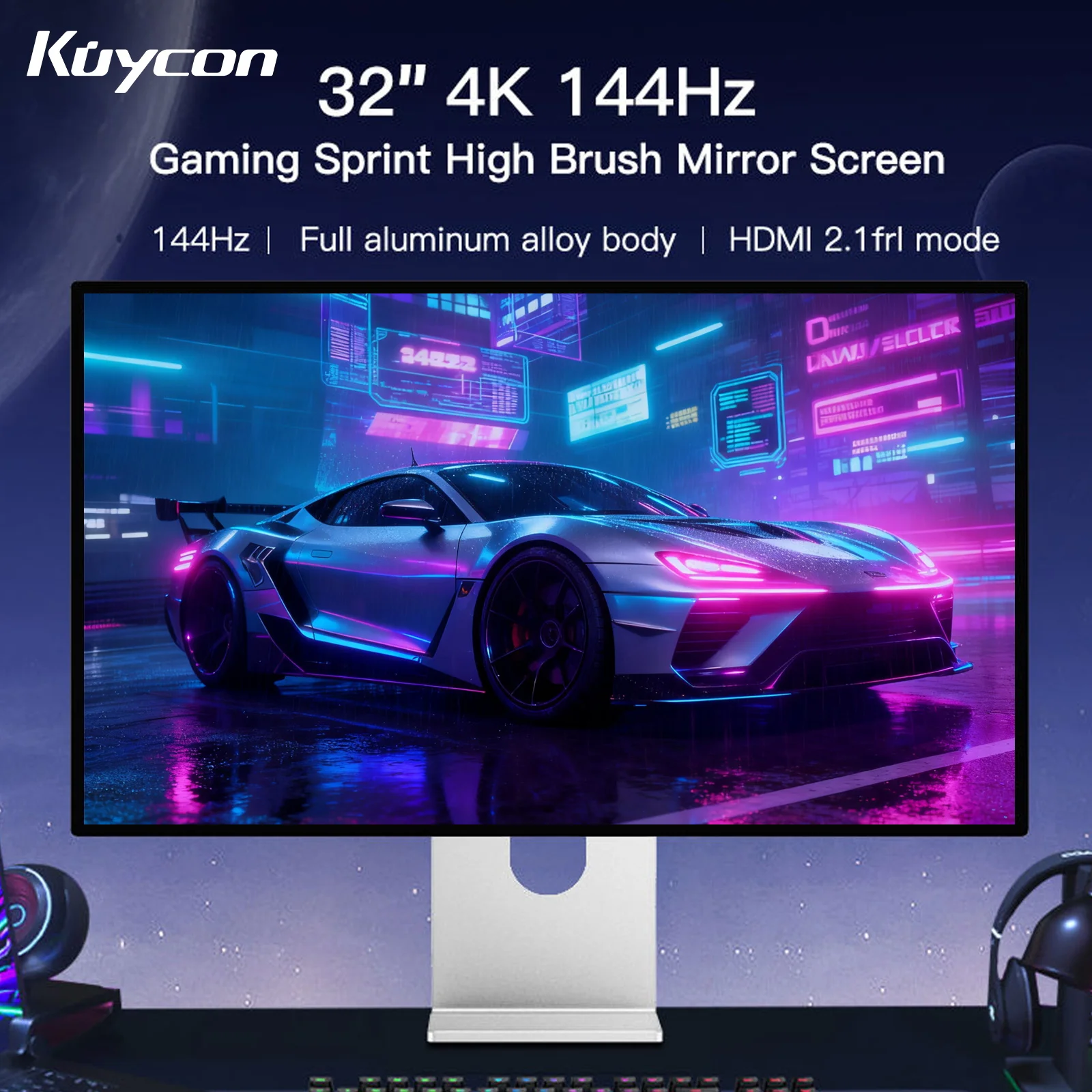 32 Inch 144Hz Gaming Monitor Kuycon P32K IPS HDR Desktop Display 99%sRGB 1000:1 Contrast Rate 500 Nits PC Screen VESA Type-C
