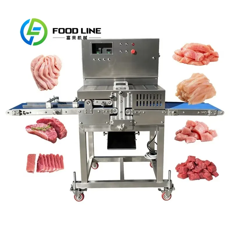 Small Industrial Fresh Meat Slicer Machine 304 Stainless Steel High Efficiency Chicken Breast Steak Vertical Slitting Uniform