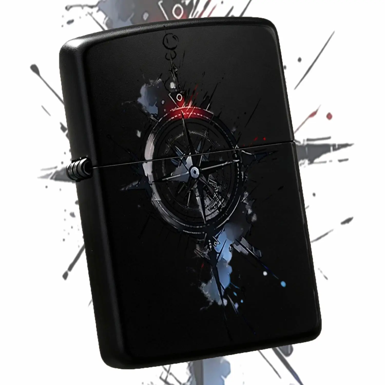 Creative Ink Splatter Compass Decorative Lighter, Artistic Nautical Guide Pattern Portable Accessory, Multi-Scenario Usable Stylish Practical Item, Thoughtful Unique Gift For Friends And Hobbyists, Durable Daily Carry S A Humorous And Inter