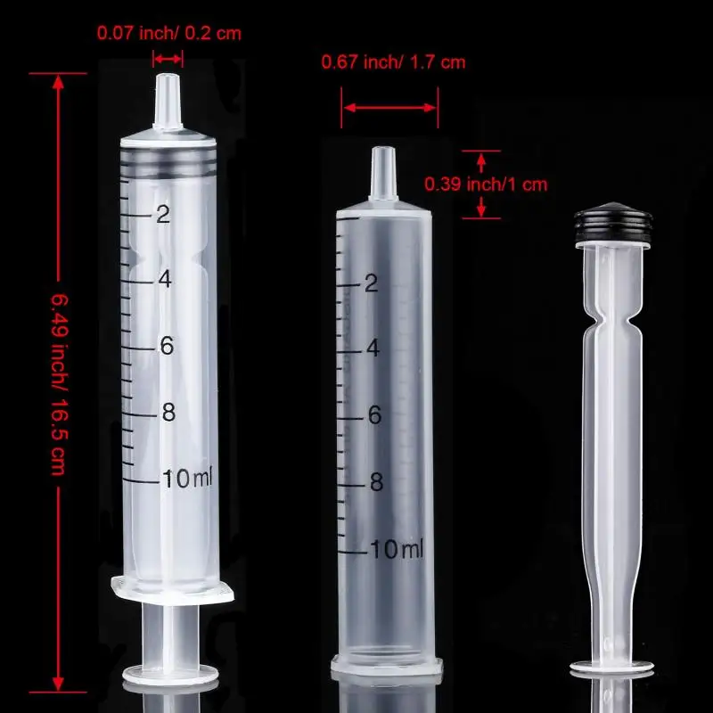 1-20Pcs Reusable 2ml -100ml Plastic Syringe Small Capacity Clear Reusable  Measuring Injection Syringe