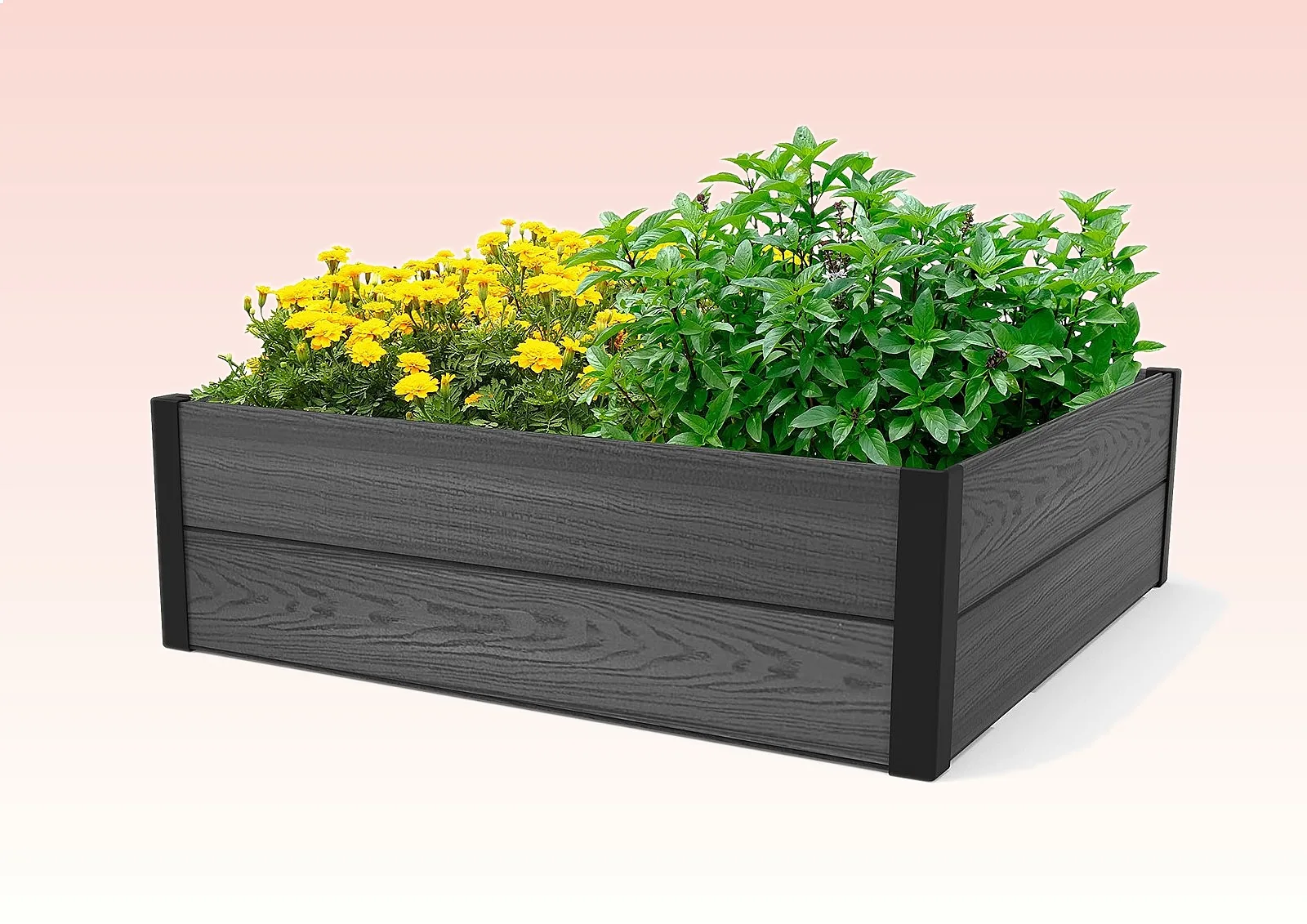 48" Faux Wood Raised Garden Bed, Durable Outdoor Planter for Vegetables & Herbs