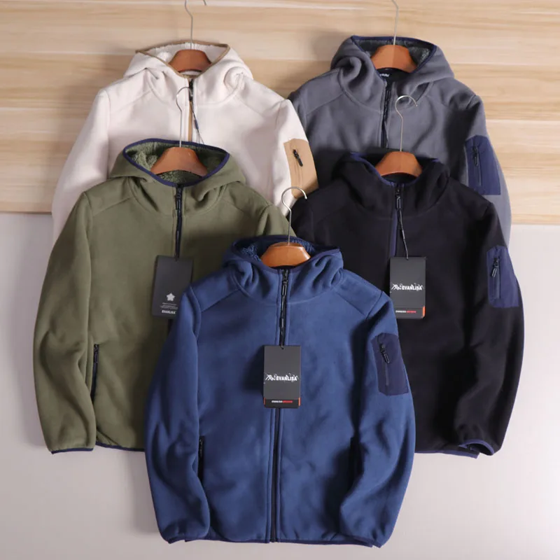 

Thiened Fce Hooded Jaet for Men Outdoor Cold Resistant Warm Polyester Long Sve Zipper Closure Stand Fit Autumn W...