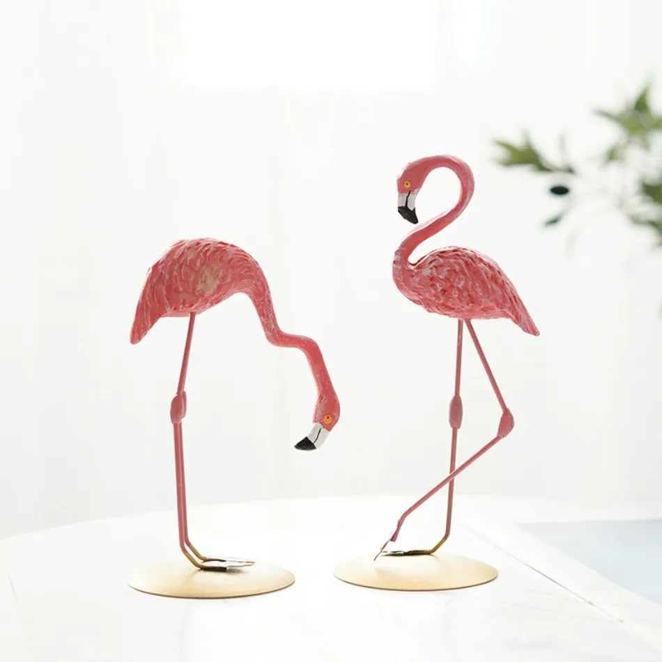 3PCS Photography Props Resin Figurines Crafts Ins Flamingo Ornament Home Room Desktop Decorations Desk Accessories Miniatures