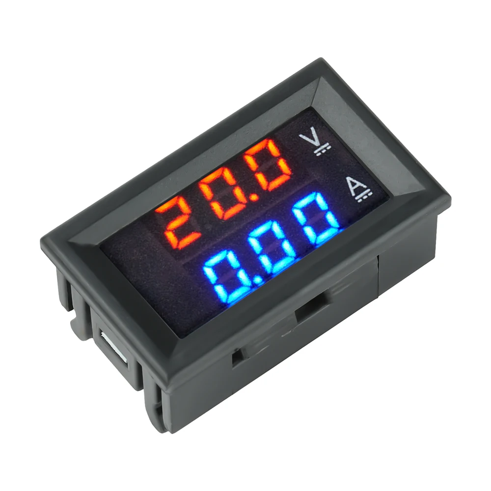 H28UI DC 4-28V 0.28-inch LED Display Red/Blue LED Dual-Display Voltage/Current Meter DC 0-100V 10/50/100A, 50A 100A Diverter