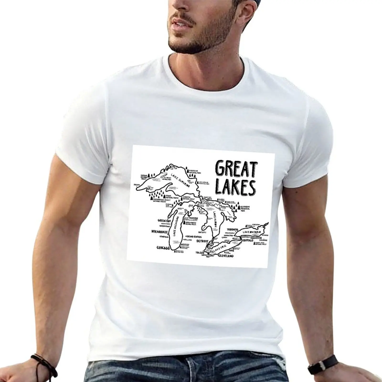 

tshirt Map T-Shirt shirt 100% Lakes Great t man for cotton
