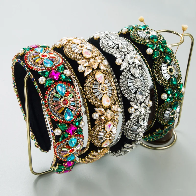 

Модная повязка на голову в стиле барокко, инкрустированная стразами, с вышивкой, аксессуар для волос для внешней торговли