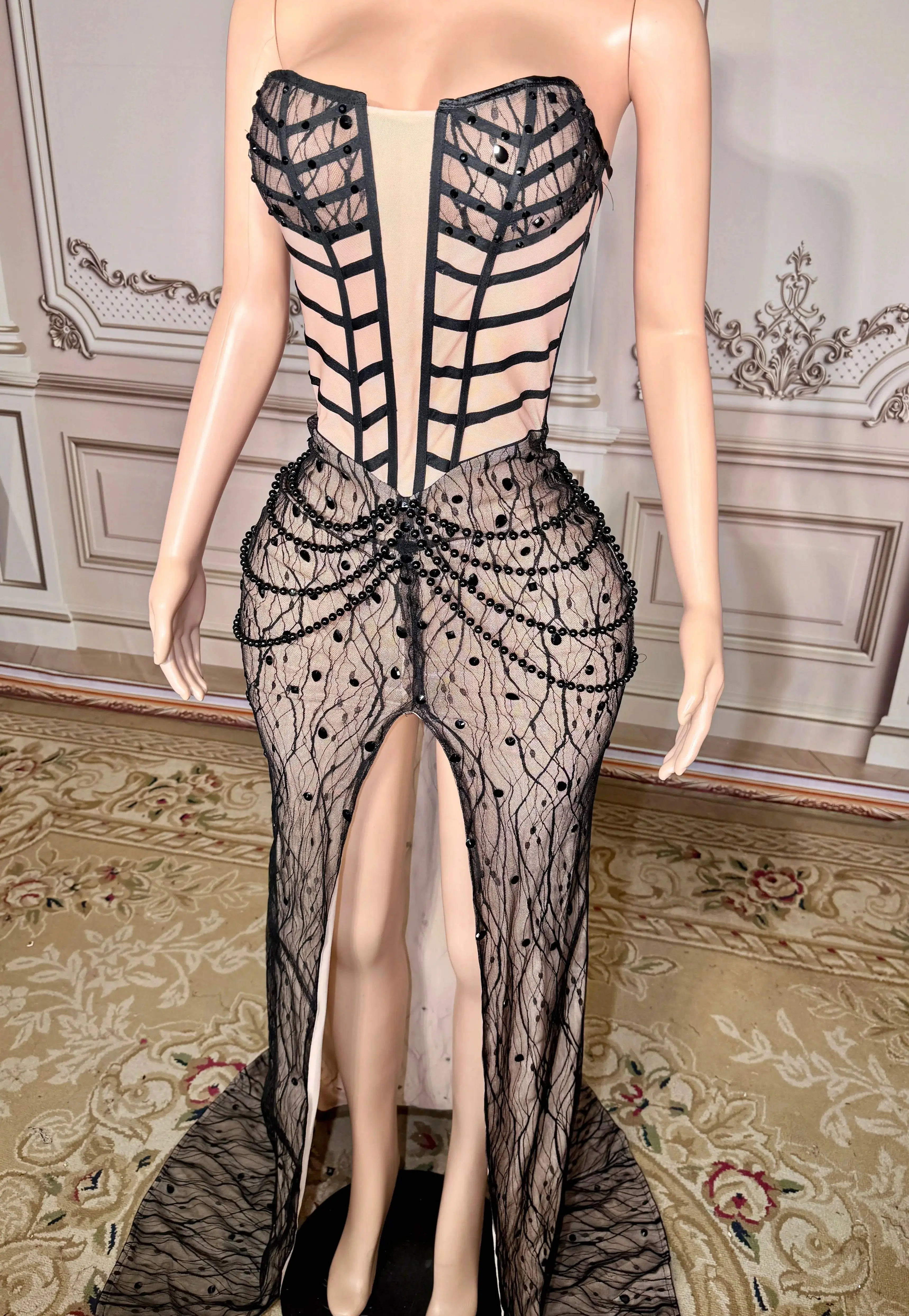 

Комбинезон для вечеринок с длинными рукавами, украшенный кристаллами, эластичный комбинезон со стразами для женщин, для выступлений на сцене