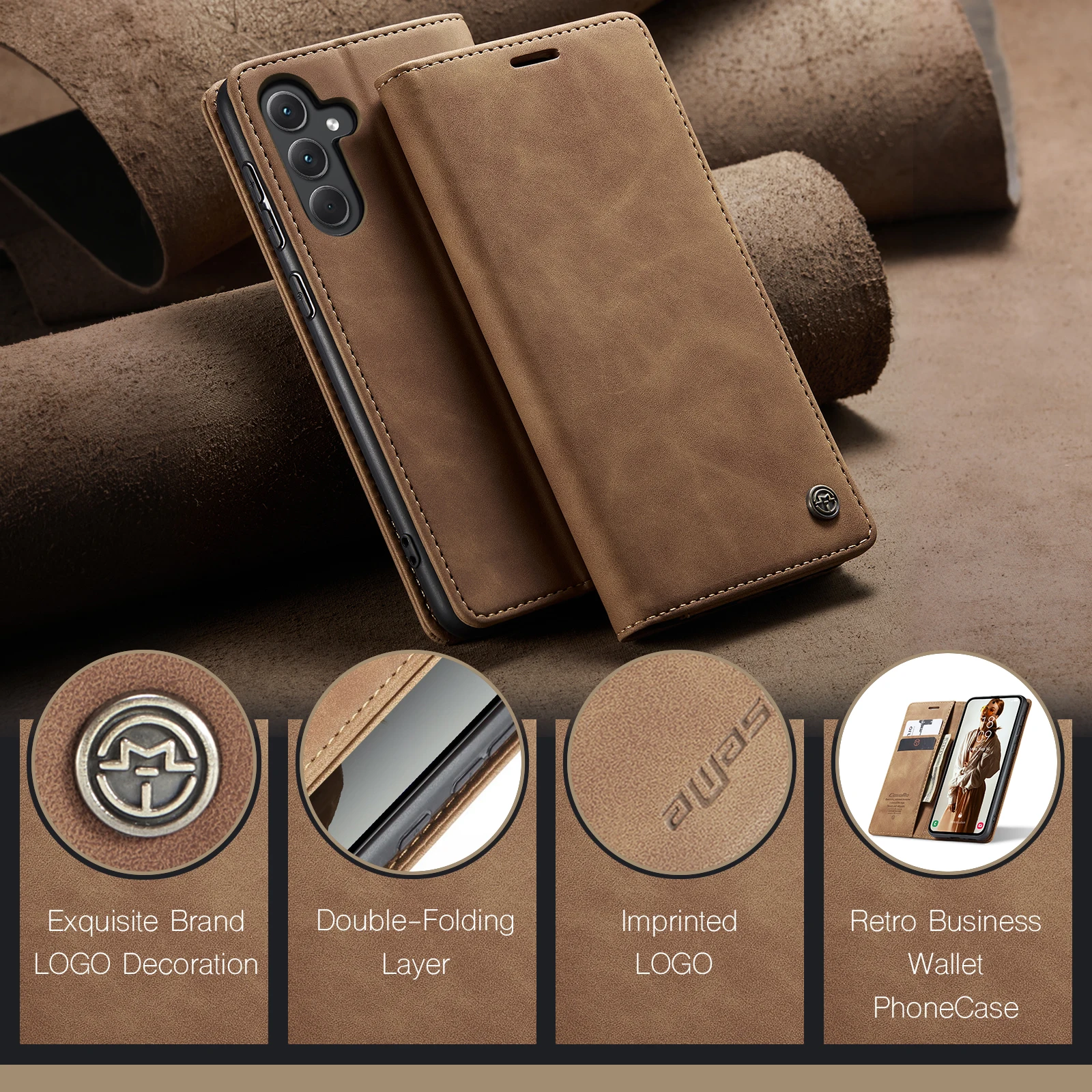 Luxury Retro Case for Samsung Galaxy S24 Ultra Multiple Card Slots Stand Function Cover Galaxy S24 S23 Plus Ultra Leather Wallet