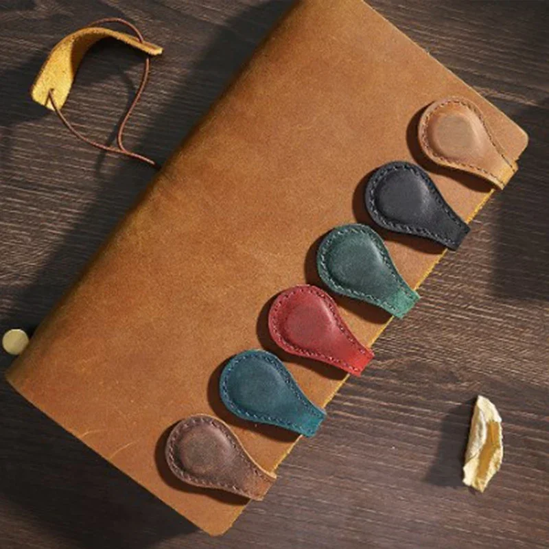 Vintage bookmark magnetic book holder Magnetic Leather Bookmark Double-sided Magnetic Buckle Magnet Clip Leather bookmark