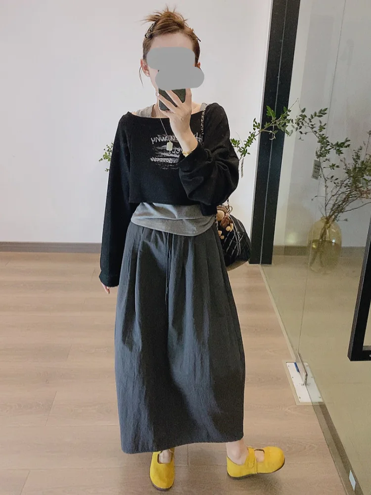 

Korean Design Sensation Women's Long Sleeve Sweater Vest Letter Print Half Skirt Three Piece Set Fashionable Commute Style