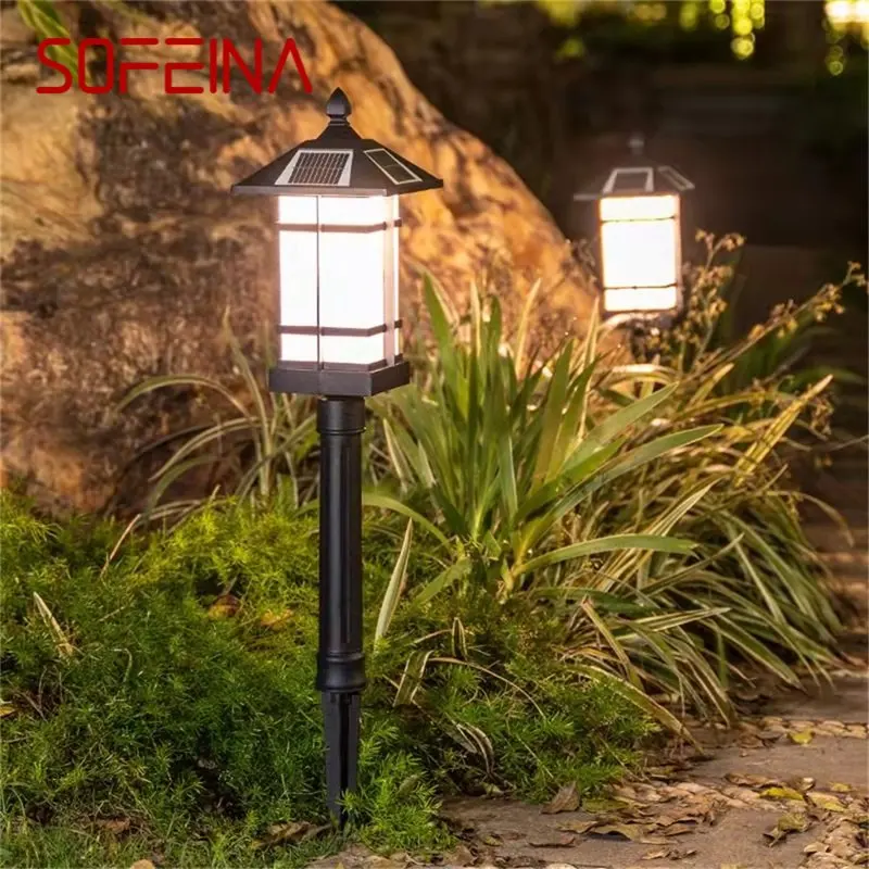 

SOFEINA Classical Outdoor Lawn Lamp Black Light LED Waterproof Solar Home for Villa Path Garden Decoration