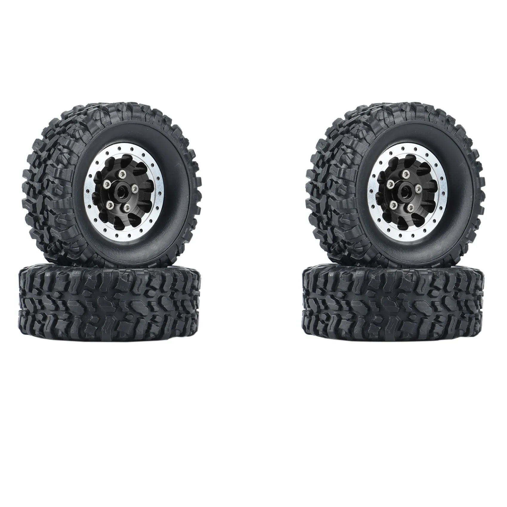 

PMPC_4Pcs Metal Beadlock Wheel Hub Rim and Rubber Tire Set for WPL C14,2