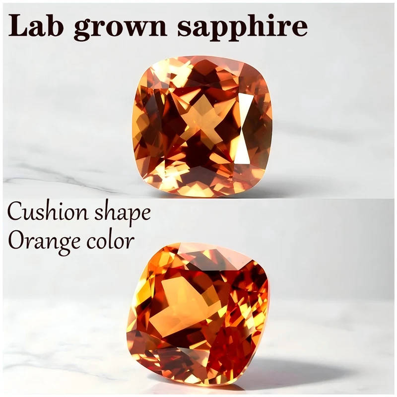 

Сапфировая огранка в виде подушки оранжевого цвета, выращенный в лаборатории драгоценный камень VVS1 для подвесок, драгоценный камень, сделай сам, материалы для изготовления ювелирных изделий с сертификатом, оптовая продажа
