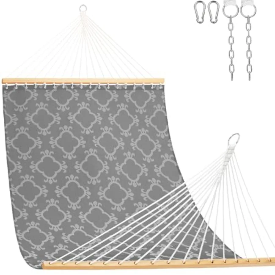 

Outdoor double hammock with spreader bar for patio, poolside, backyard, beach; quick-dry textilene fabric in gray; 450 lbs capa