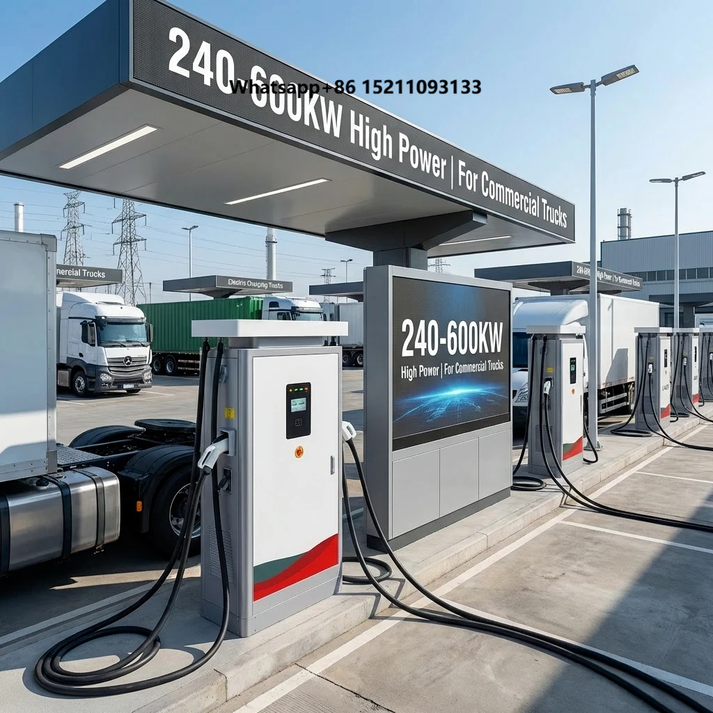 New High Power 80KW-600KW Ultra-fast DC EV Charging Pile with Liquid Cooling and IP54 Protection for Bus Fleet Commercial Use