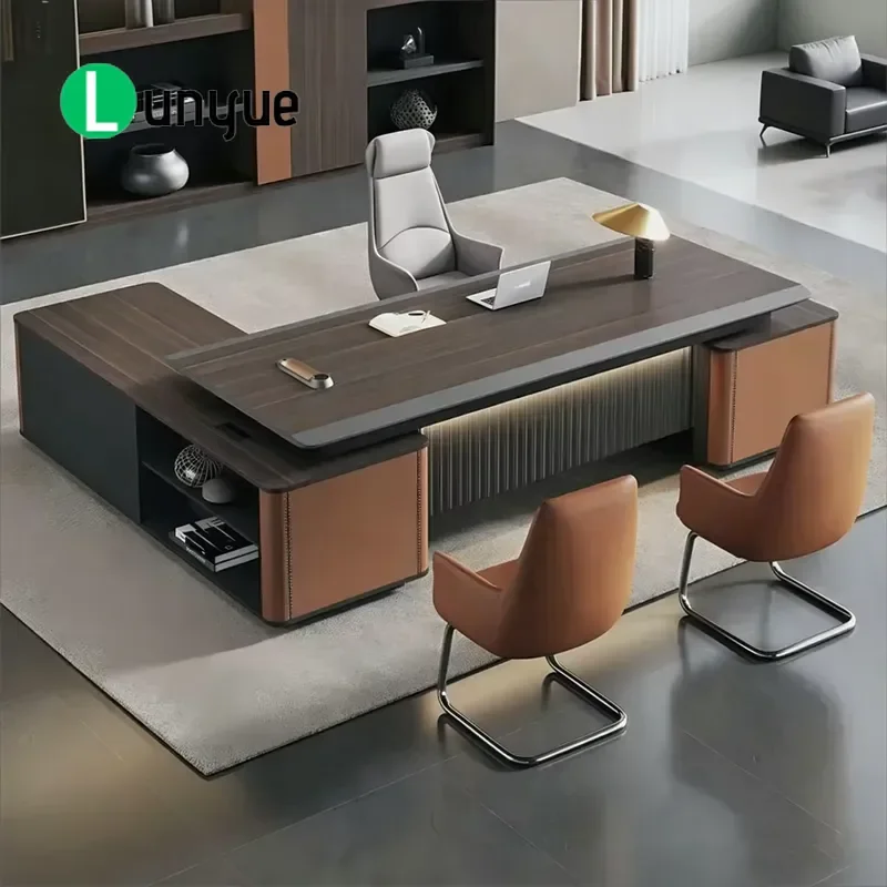 Modern Luxury L Shaped Executive Desk Custom Size Office Furniture for Commercial Projects High End Workstation