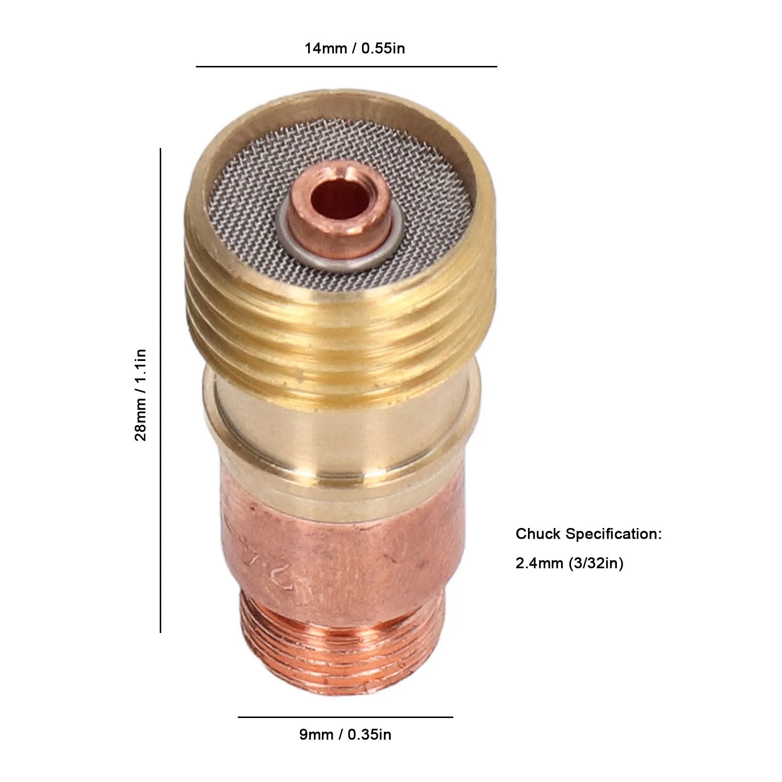 3/32in عدسة الغاز كوليت الجسم المعادن لحام موصل لاستبدال Tig WP ‐ 17 18 26 استبدال عدسة الغاز كوليت #5